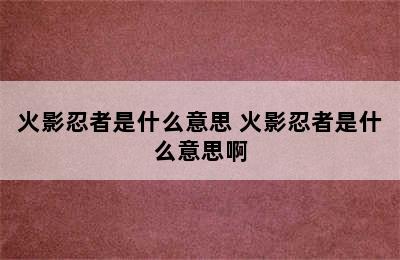 火影忍者是什么意思 火影忍者是什么意思啊